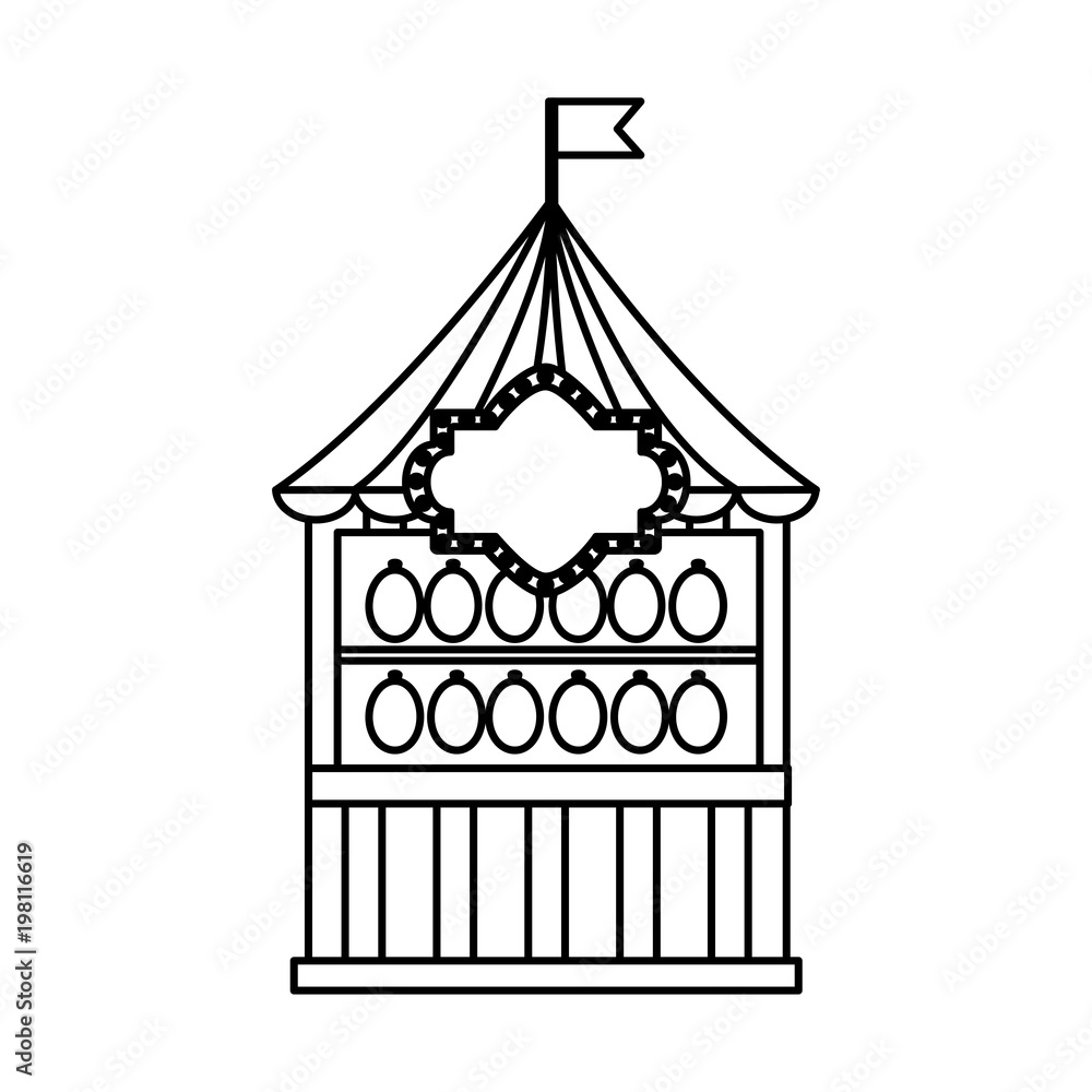 carnival funfair booth shooting game vector illustration outline design