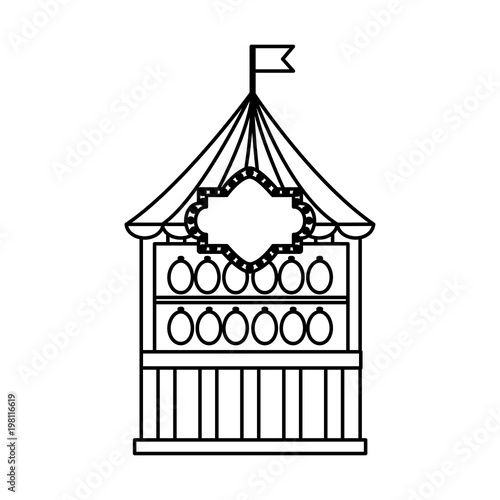 carnival funfair booth shooting game vector illustration outline design