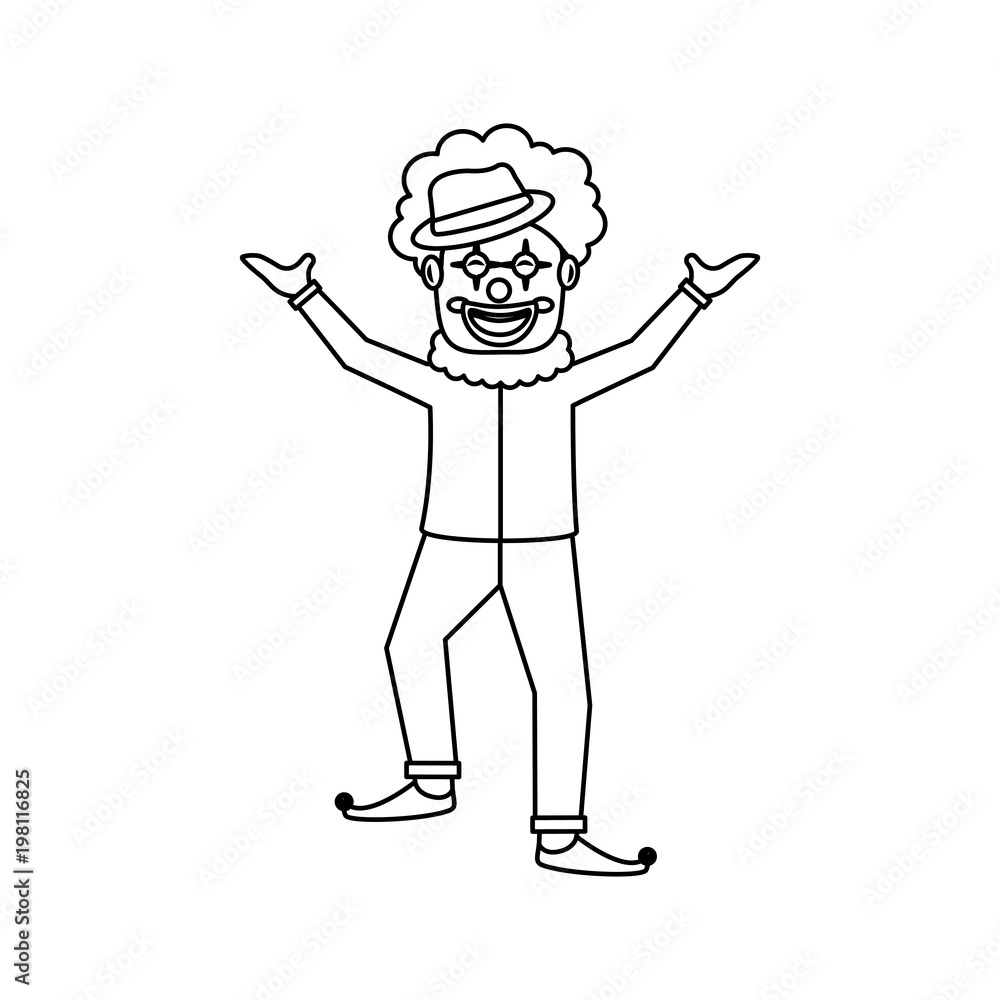 smiling clown character with hat image vector illustration outline design smiling clown character with hat image vector illustration outline design