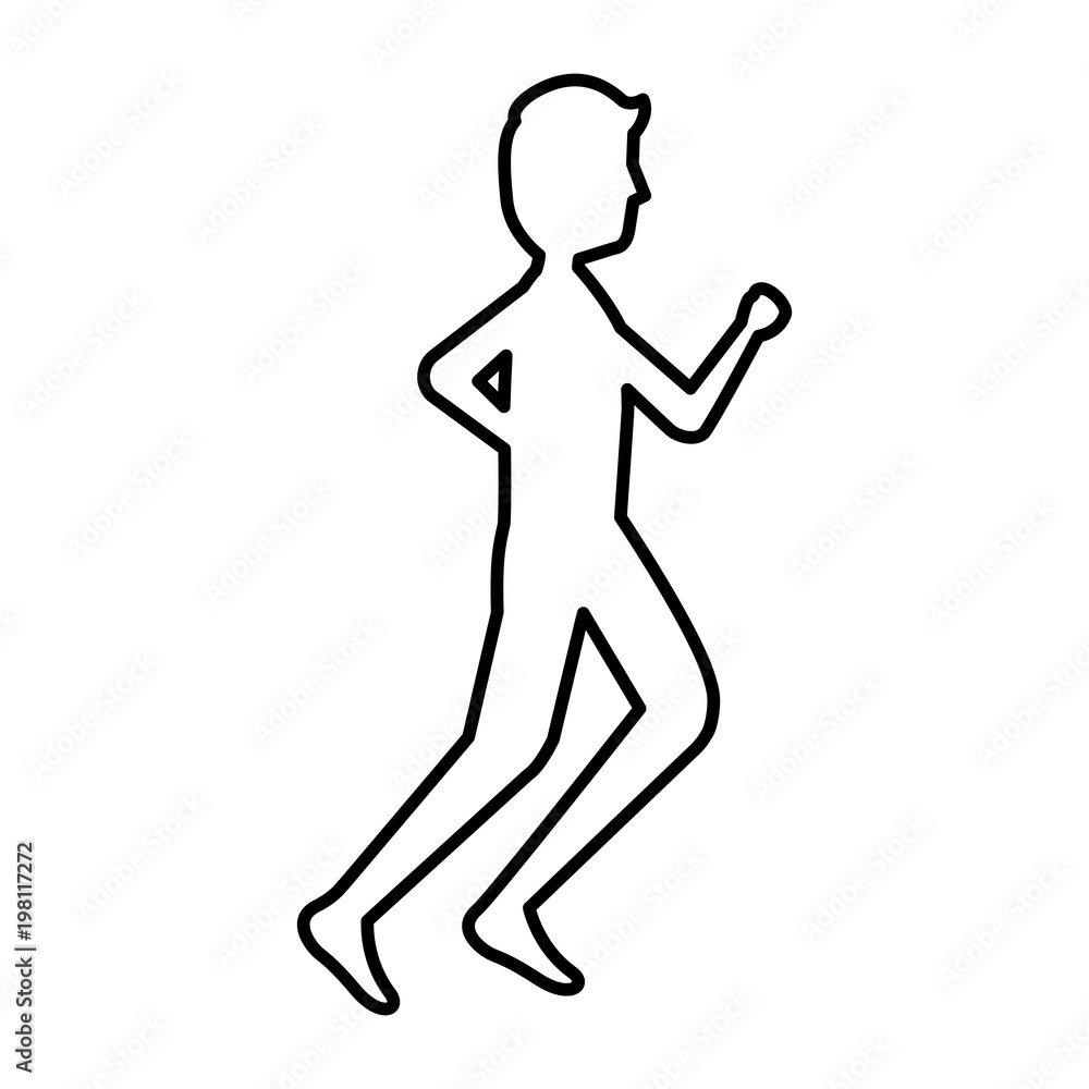 silhouette fitness sport man running vector illustration outline design