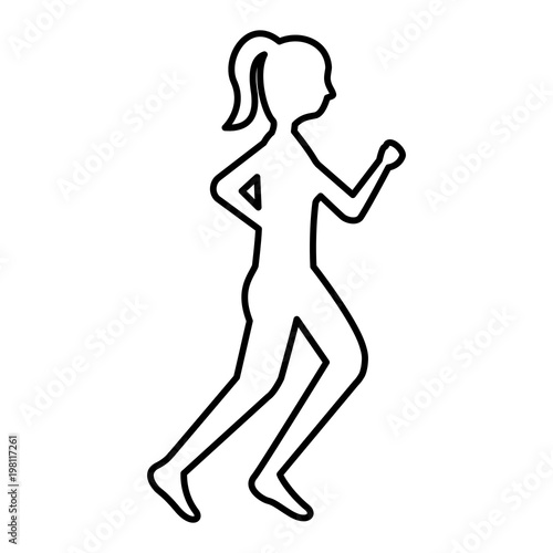 silhouette woman fitness runner sport image vector illustration outline design