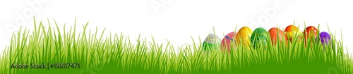 Wiese mit Ostereiern
