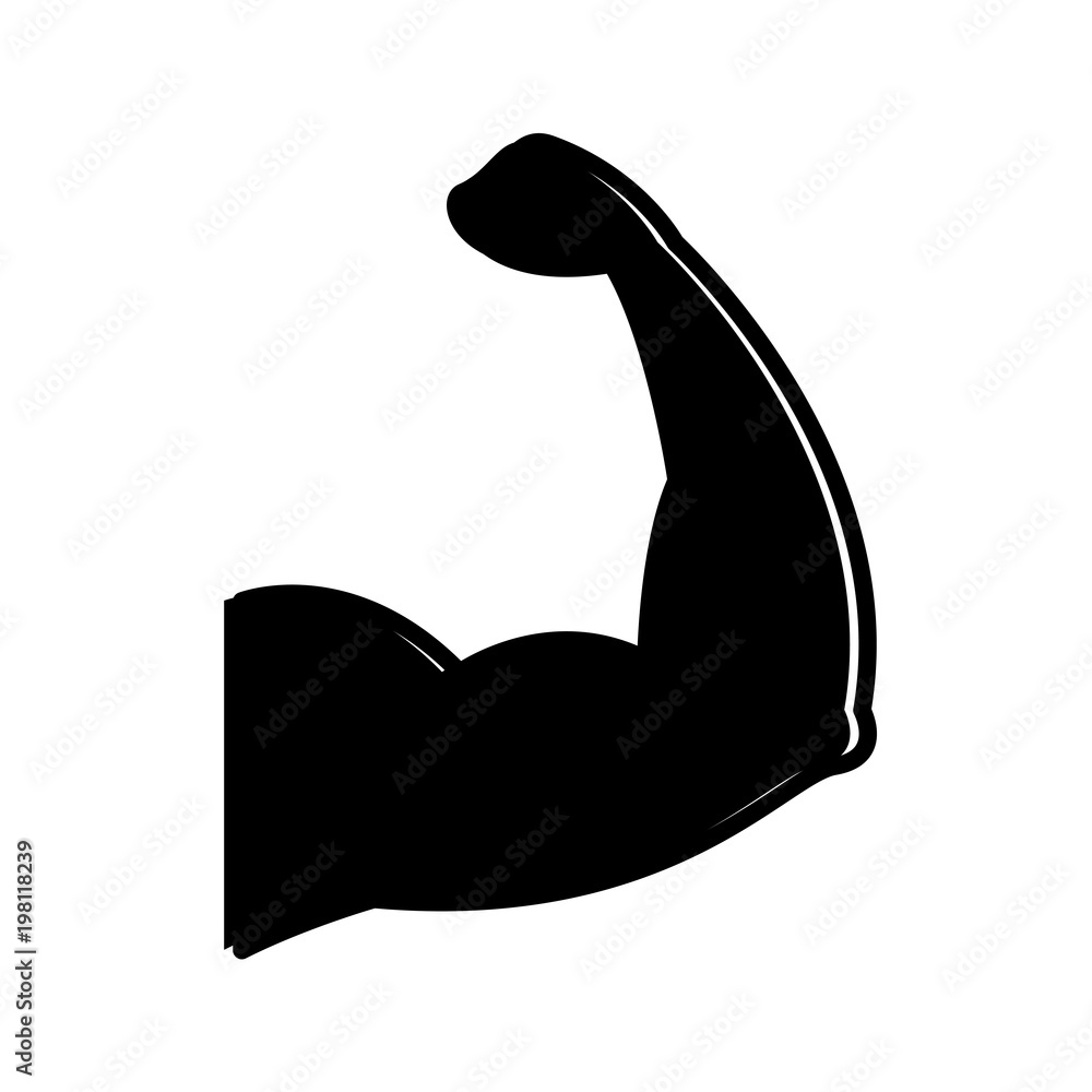 Sport Arm Stronge Muscle Gym Symbol Vector Illustration Black Image 