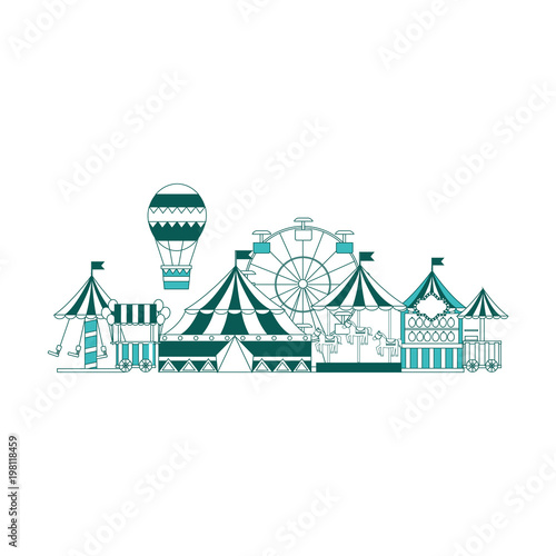 carnival circus funfair amusement enjoyment park vector illustration green image