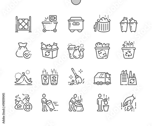 Garbage Well-crafted Pixel Perfect Vector Thin Line Icons 30 2x Grid for Web Graphics and Apps. Simple Minimal Pictogram