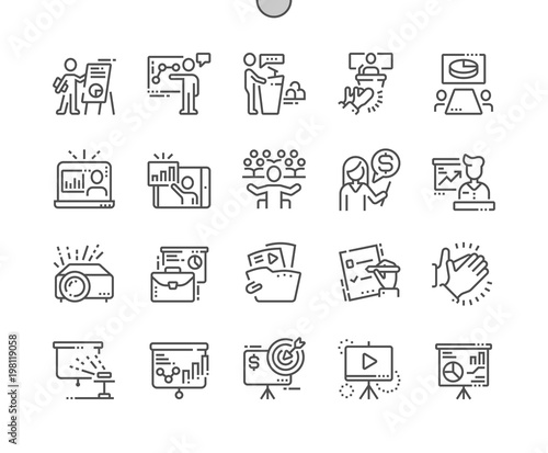 Business Presentation Well-crafted Pixel Perfect Vector Thin Line Icons 30 2x Grid for Web Graphics and Apps. Simple Minimal Pictogram