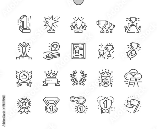 Awards Well-crafted Pixel Perfect Vector Thin Line Icons 30 2x Grid for Web Graphics and Apps. Simple Minimal Pictogram