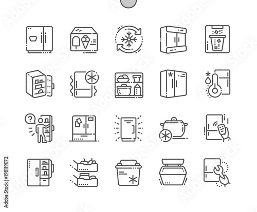 Fridge Well-crafted Pixel Perfect Vector Thin Line Icons 30 2x Grid for Web Graphics and Apps. Simple Minimal Pictogram