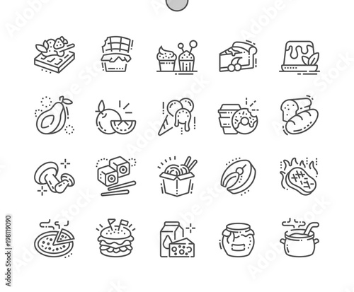 Food Well-crafted Pixel Perfect Vector Thin Line Icons 30 2x Grid for Web Graphics and Apps. Simple Minimal Pictogram