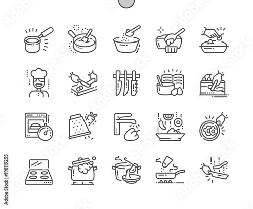 Cooking Well-crafted Pixel Perfect Vector Thin Line Icons 30 2x Grid for Web Graphics and Apps. Simple Minimal Pictogram