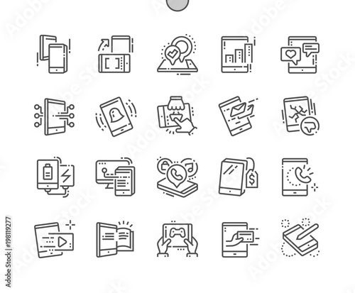 Tablet Well-crafted Pixel Perfect Vector Thin Line Icons 30 2x Grid for Web Graphics and Apps. Simple Minimal Pictogram