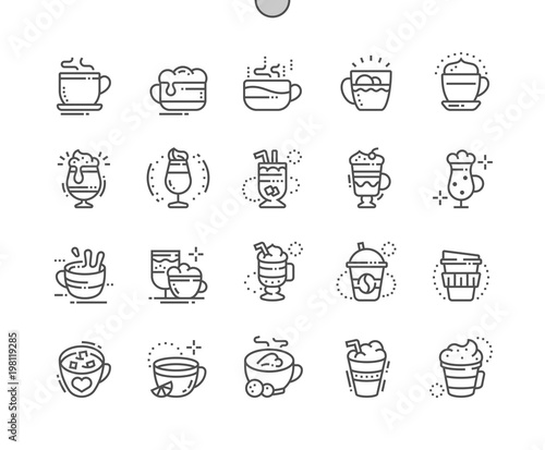 Coffee Types Well-crafted Pixel Perfect Vector Thin Line Icons 30 2x Grid for Web Graphics and Apps. Simple Minimal Pictogram