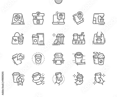 Coffee To Go Well-crafted Pixel Perfect Vector Thin Line Icons 30 2x Grid for Web Graphics and Apps. Simple Minimal Pictogram