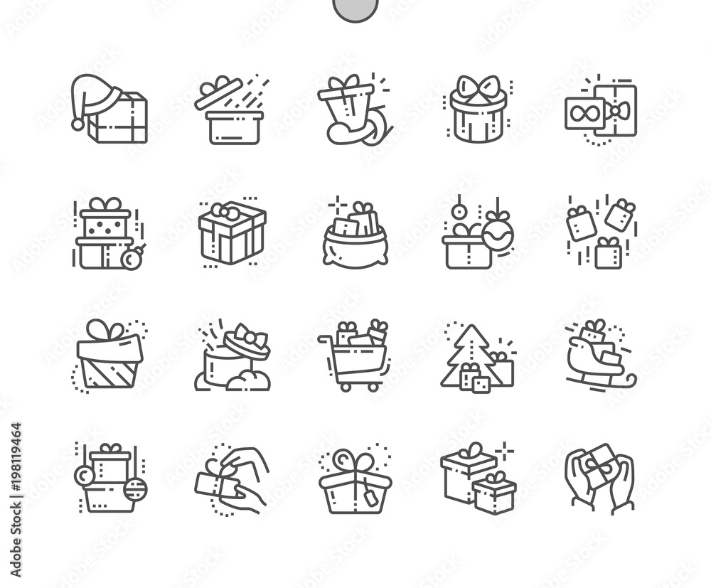Gifts Well-crafted Pixel Perfect Vector Thin Line Icons 30 2x Grid for Web Graphics and Apps. Simple Minimal Pictogram Gifts Well-crafted Pixel Perfect Vector Thin Line Icons 30 2x Grid for Web Graphics and Apps. Simple Minimal Pictogram