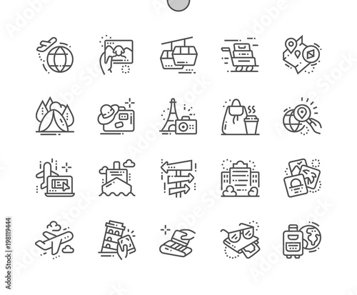 Travelling Well-crafted Pixel Perfect Vector Thin Line Icons 30 2x Grid for Web Graphics and Apps. Simple Minimal Pictogram
