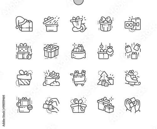 Gifts Well-crafted Pixel Perfect Vector Thin Line Icons 30 2x Grid for Web Graphics and Apps. Simple Minimal Pictogram