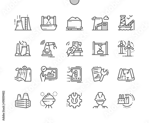 Industry Well-crafted Pixel Perfect Vector Thin Line Icons 30 2x Grid for Web Graphics and Apps. Simple Minimal Pictogram