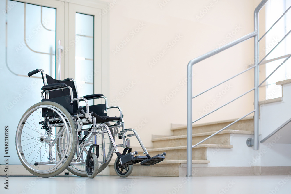 Empty modern wheelchair in hospital Empty modern wheelchair in hospital