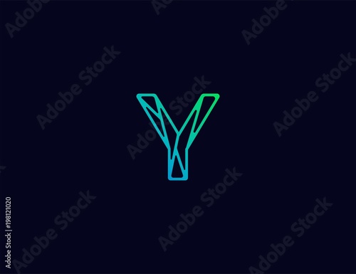 Abstract line art  logo. letter Y  tech logo template