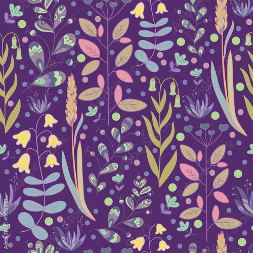 Fototapeta Naklejka Na Ścianę i Meble -  Vintage seamless floral pattern	