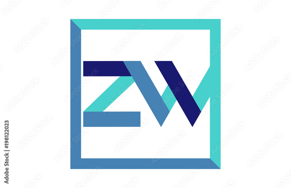 ZW Square Ribbon Letter Logo ZW Square Ribbon Letter Logo