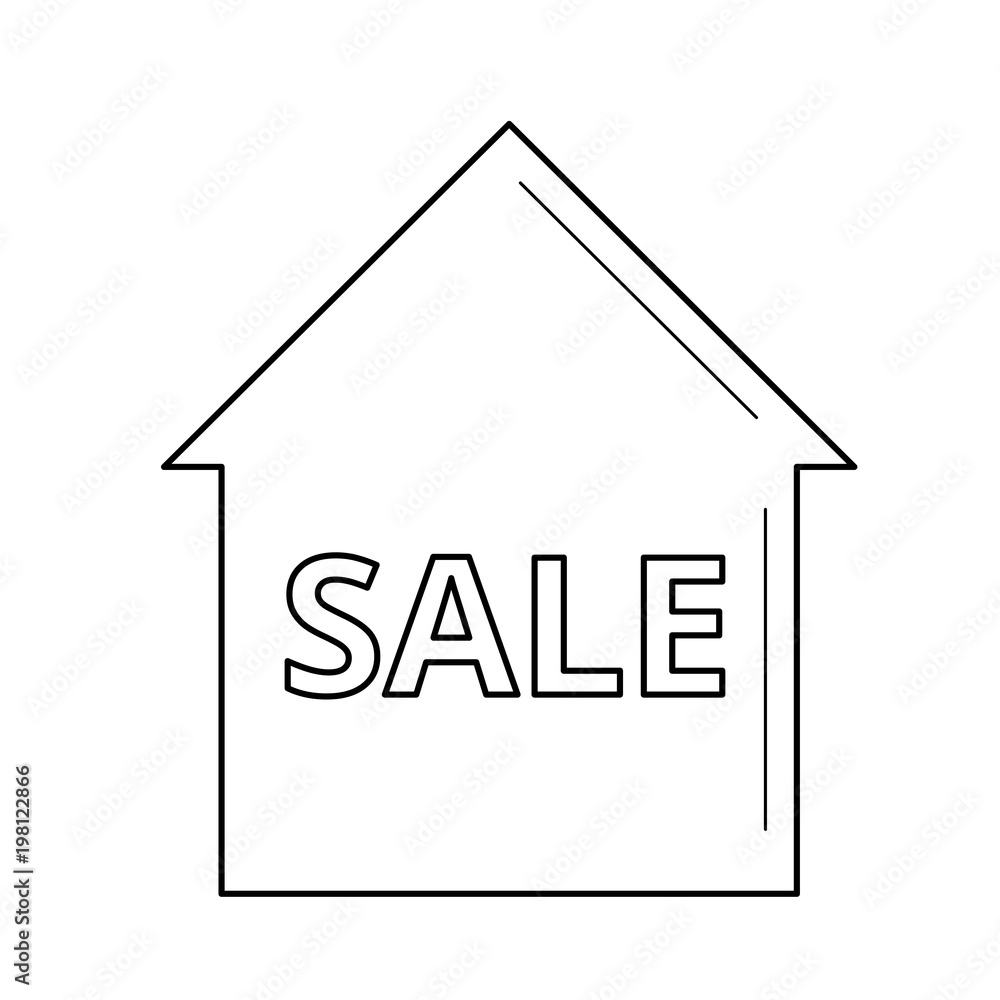 Obraz premium House for sale line icon isolated on white background. Vector line icon of house for sale for infographic, website or app.