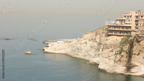 Pigeons Rock, Raouche, Beirut. Static WS of the Pigeons Rock aka Sabah Nassars Rock formation. photo