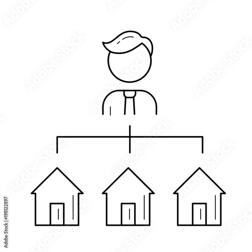 Real estate agent line icon isolated on white background. Vector line icon of real estate agent for infographic  website or app.
