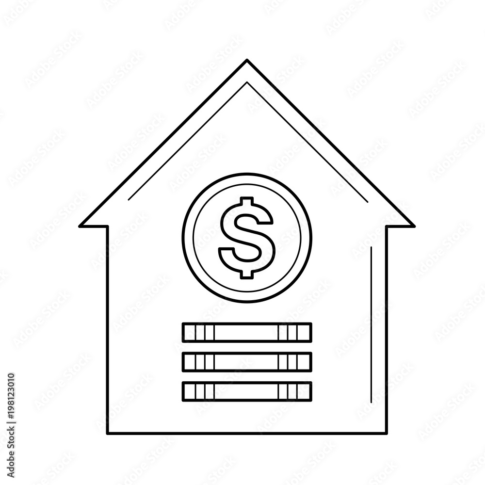 House for sale line icon isolated on white background. Vector line icon of house for sale for infographic, website or app. House for sale line icon isolated on white background. Vector line icon of house for sale for infographic, website or app.