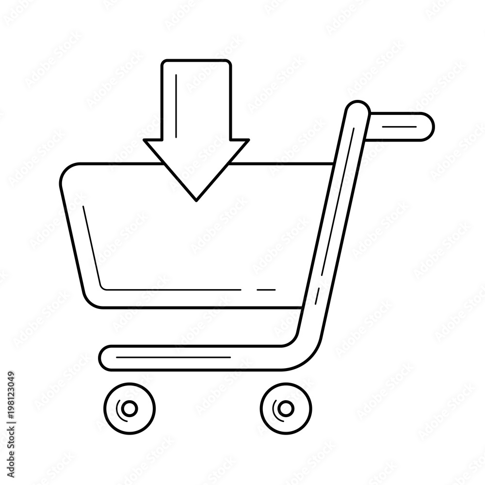 Online shop order vector line icon isolated on white background. Add order  to shopping cart in online shop line icon for infographic, website or app.  Stock Vector | Adobe Stock