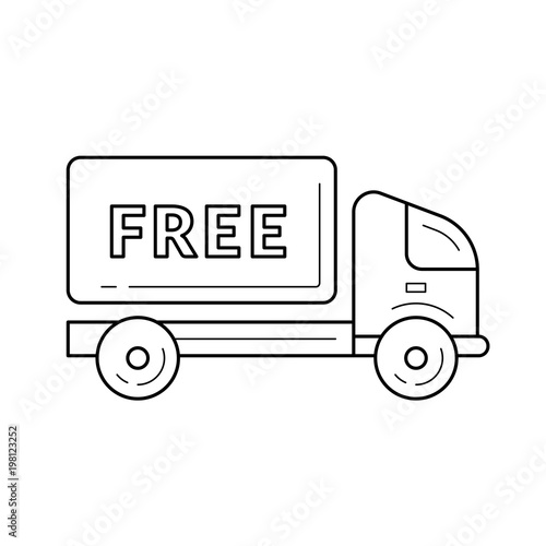 Free delivery truck vector line icon isolated on white background. Free delivery van line icon for infographic, website or app.