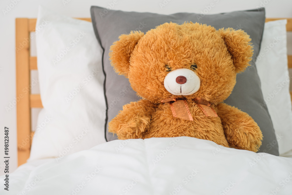 Teddy bear on the bed Teddy bear on the bed