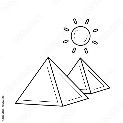 Egyptian pyramid vector line icon isolated on white background. Egyptian pyramid line icon for infographic, website or app. Icon designed on a grid system.