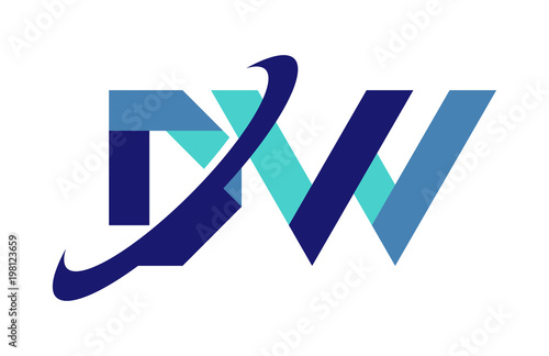 DW Ellipse Swoosh Ribbon Letter Logo