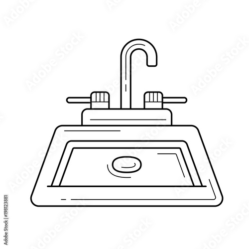 Sink vector line icon isolated on white background. Sink line icon for infographic, website or app. Icon designed on a grid system.