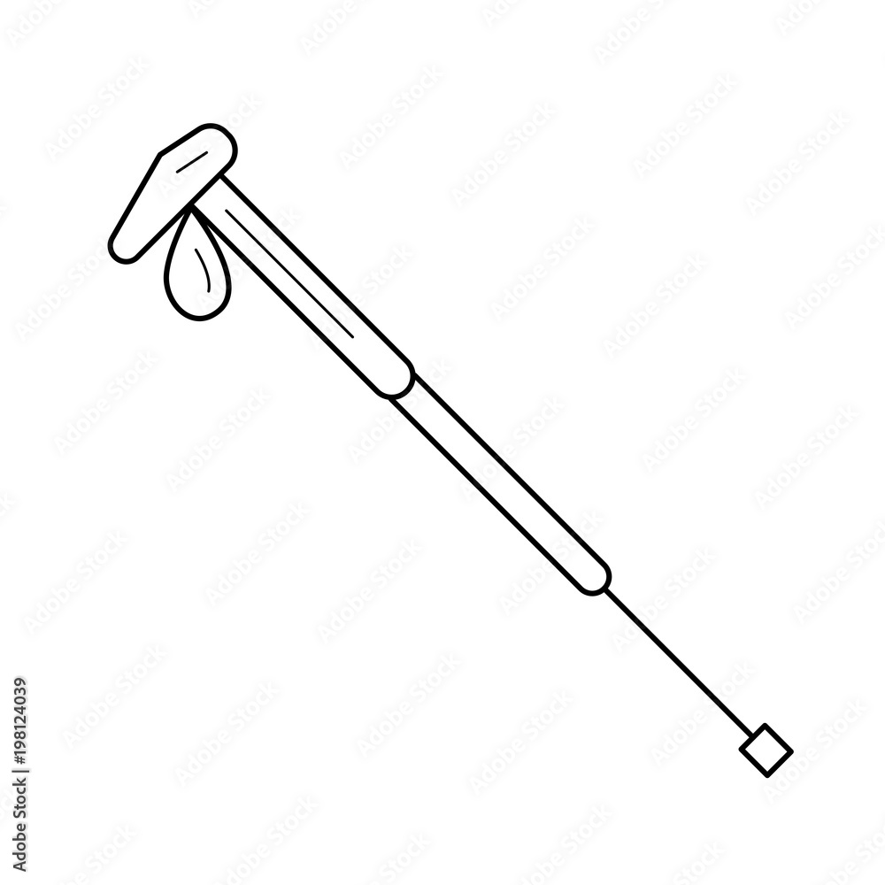 Obraz premium Trekking pole vector line icon isolated on white background. Trekking pole line icon for infographic, website or app. Icon designed on a grid system.
