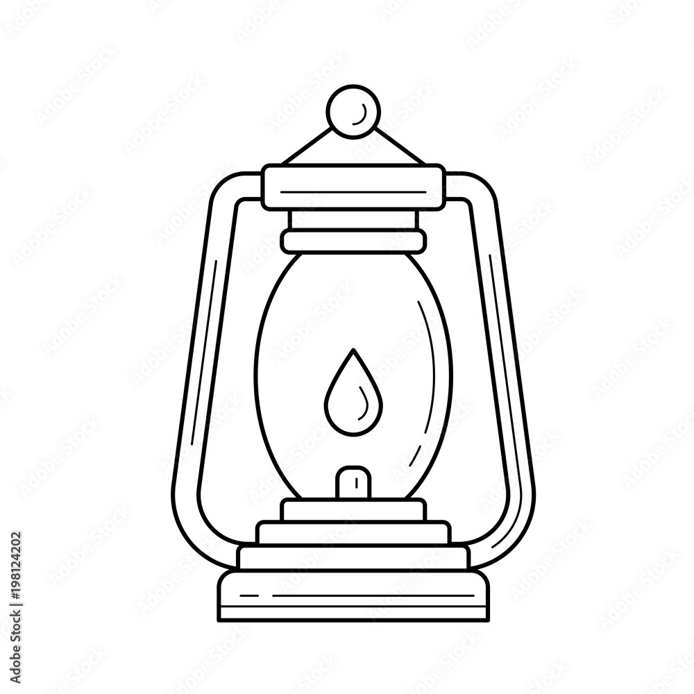Camping lantern vector line icon isolated on white background Camping lantern vector line icon isolated on white background