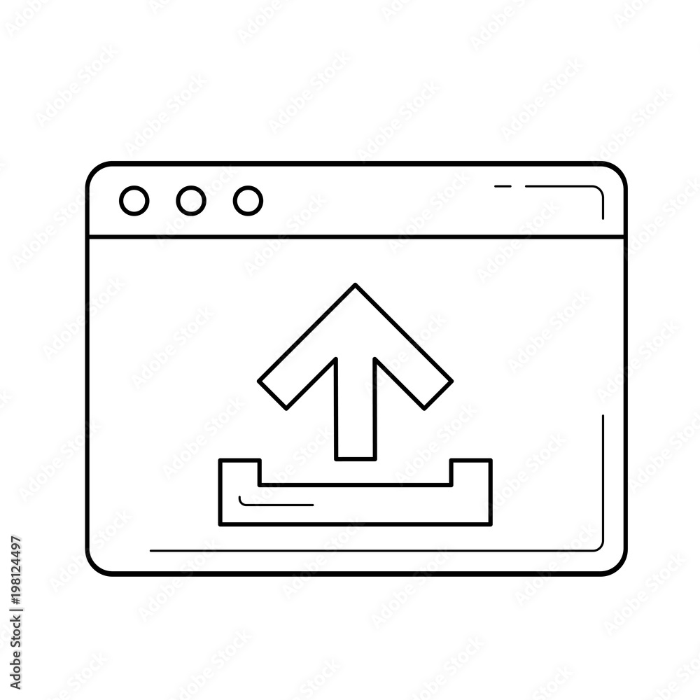 Upload file to browser vector line icon isolated on white background Upload file to browser vector line icon isolated on white background