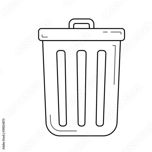 Computer trash bin vector line icon isolated on white background