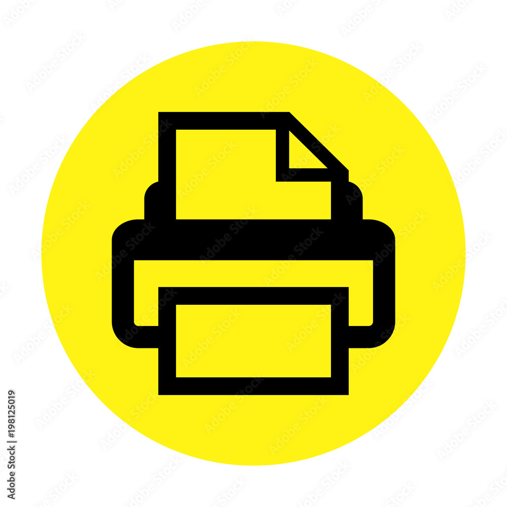 Printer isolated vector icon on yellow background Printer isolated vector icon on yellow background