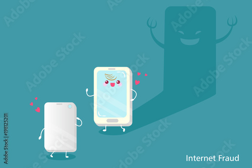 cartoon internet fraud concept