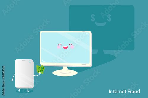 cartoon internet fraud concept