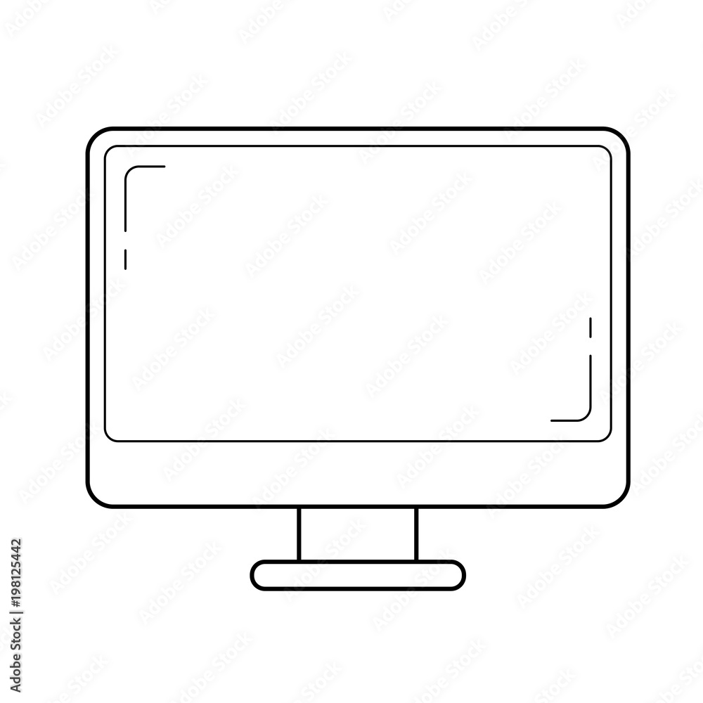Computer monitor vector line icon isolated on white background. Desktop line icon for infographic, website or app. Computer monitor vector line icon isolated on white background. Desktop line icon for infographic, website or app.