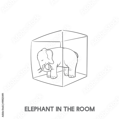 Canvas Print Elephant in the room idiom vector
