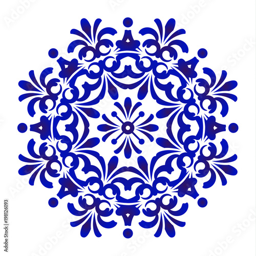 blue floral mandala pattern