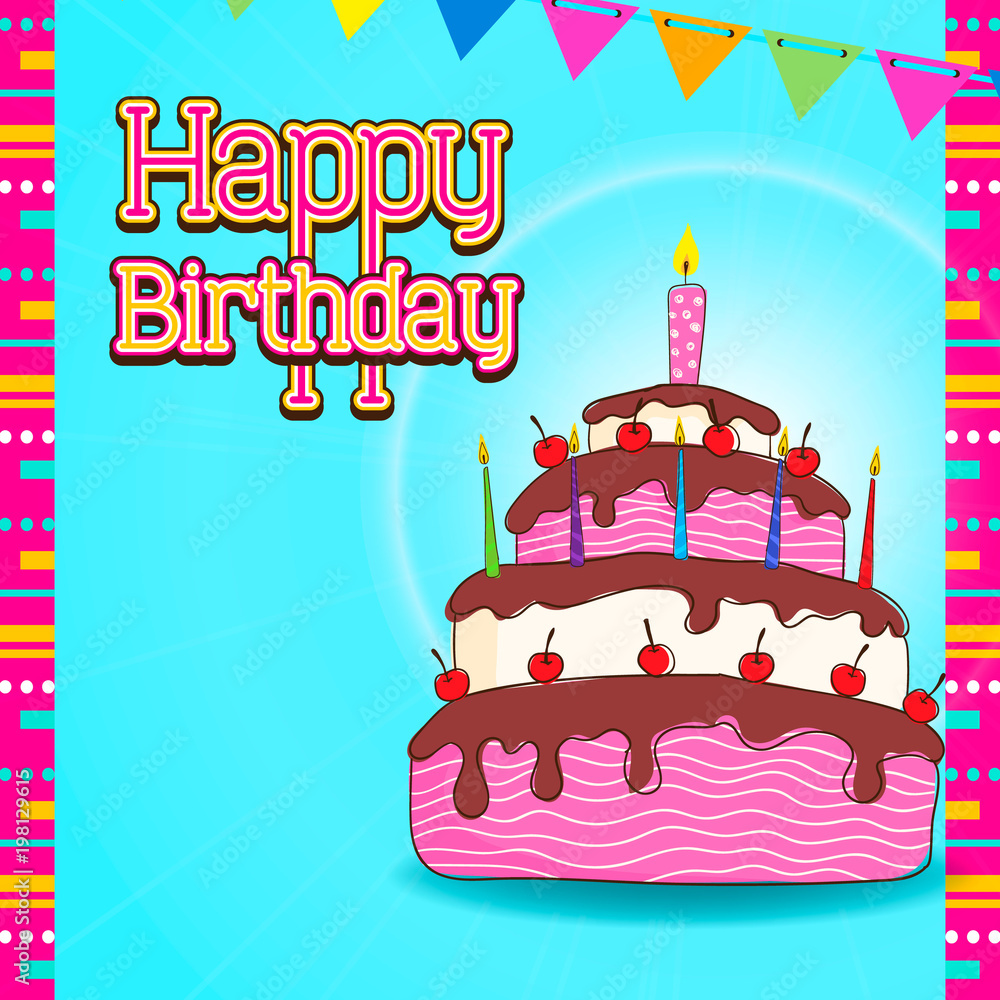 Birthday card design, birthday cake Birthday card design, birthday cake