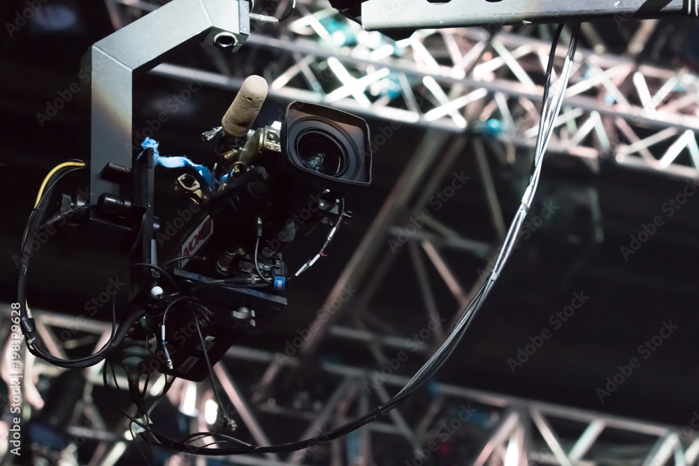 Fototapeta premium TV camera on a crane ,camcorder on crane
