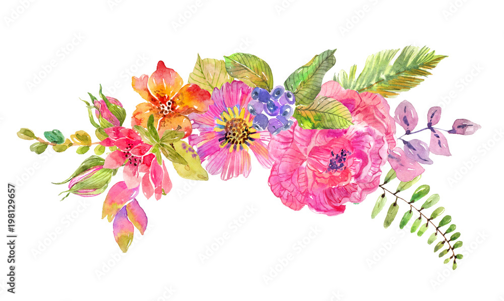Watercolor beautiful floral design