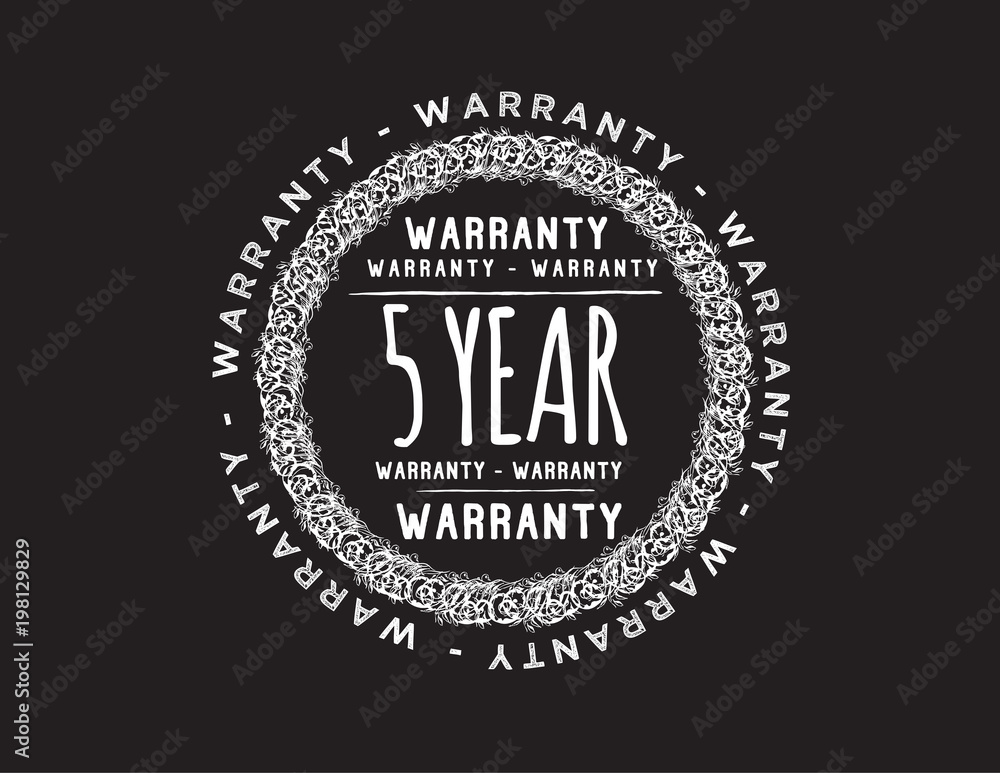 5 years warranty icon vintage rubber stamp guarantee