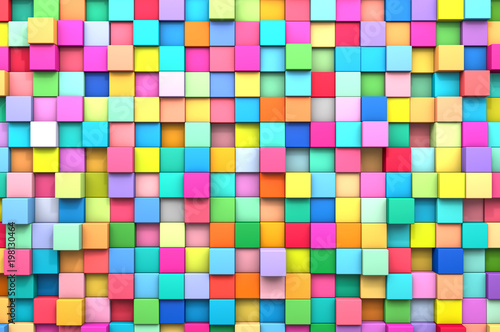 3D rendering abstract background of multi-colored cubes